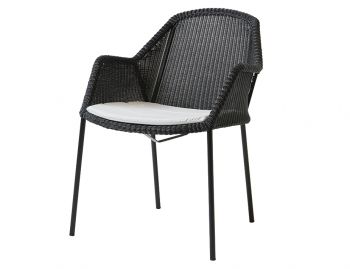 Breeze Outdoor Stackable Dining Chair Black With Seat Cushion by Strand & hvass For Cane-line image