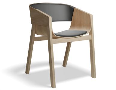 Merano Natural Oak Armchair w Black Pad by Alex Gufler for TON